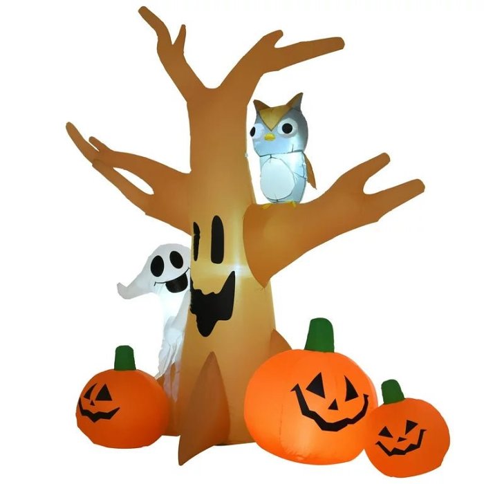 Halloween Haunted Tree Inflatable Decoration - Inflatables Outdoor Decorations Haunted Tree with Owl, Ghost, Pumpkins, Blow Up LED Yard Decor for Garden, Lawn, Party, Holiday, Waterproof