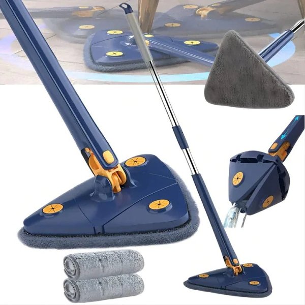 Telescopic Triangle Mop - 360° Rotatable Adjustable Cleaning Mop Extendable with Long Handle Hand