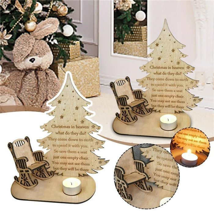 Christmas Tealight Candle Holder –  Merry Christmas in Heaven  Remembrance Ornament for Cherished Holiday Memories & Tabletop Décor