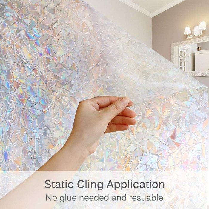 Window Privacy Film, Vinyl 3D Window Clings, Rainbow Film Stickers, Anti-UV