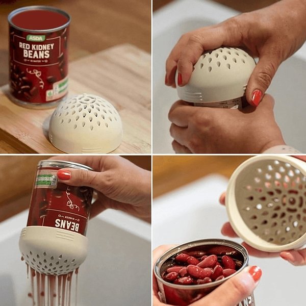 Snap On Colander - Portable Mini Can Drainer Made From Silicone for Drain Chickpeas and Tinned Fruit