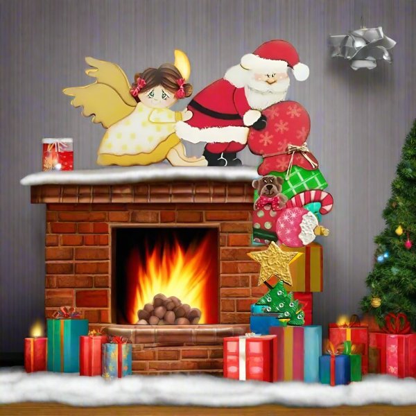 Wooden Santa & Reindeer Door Frame Décor – Festive Ornament for Christmas Cheer & Perfect New Year Gifts