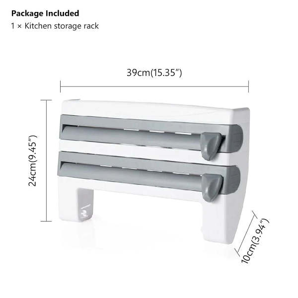 4 In 1 Plastic Wrap Dispenser - Home Kitchen ABS Foil Film Wrap Tissue Paper Kitchen Roll Holder Dispenser
