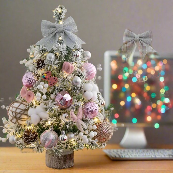 Mini Tabletop Christmas Tree with LED Lights – 45CM Festive Decor for Home, Office & Parties