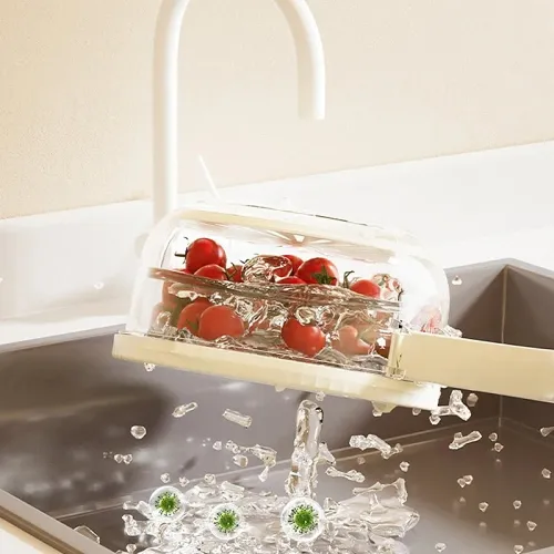 Fruit Drain Basket with Lid – Foldable Vegetable Washing Bowl & Colander for Effortless Kitchen Cleaning and Storage