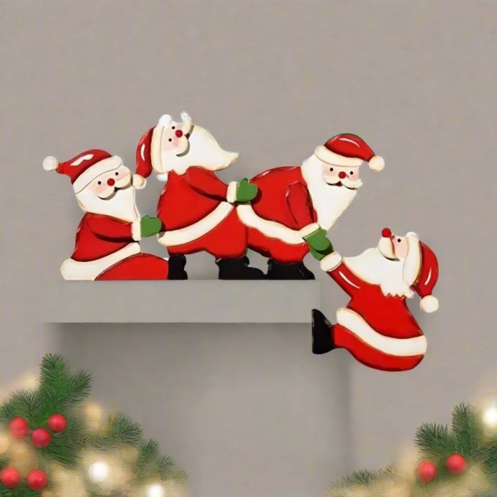 Wooden Santa & Reindeer Door Frame Décor – Festive Ornament for Christmas Cheer & Perfect New Year Gifts