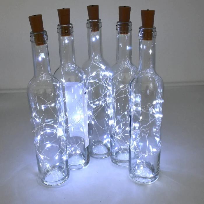 LED Wine Bottle Lights with Cork, Battery Operated Mini Fairy String Lights for Home Decor, Christmas, Wedding