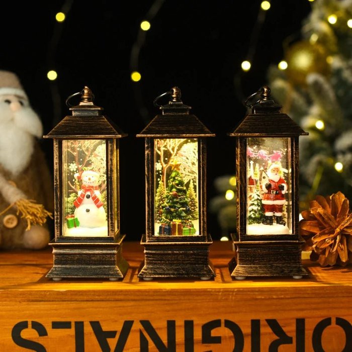 Holiday Lantern - Christmas Snow Globe Vintage Lantern Suitable for Party, Wedding, Indoor, Outdoor and Patio