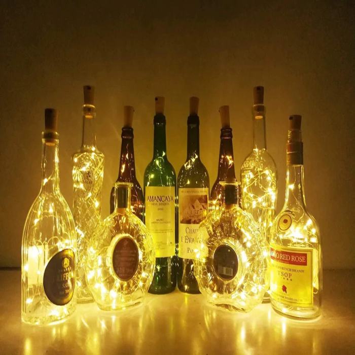 LED Wine Bottle Lights with Cork, Battery Operated Mini Fairy String Lights for Home Decor, Christmas, Wedding