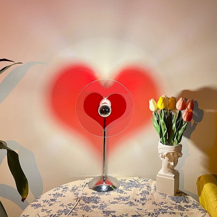 Romantic Heart Light Lamp - Sunset Led Light for Living Room, Barber Shop, Background Wall Decoration and Bedroom