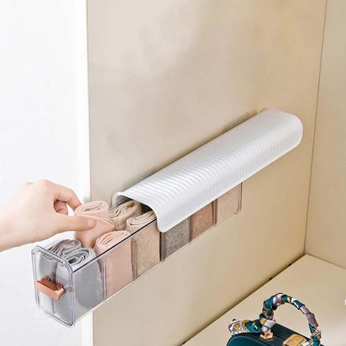 Underwear Organizer - 6-Grid Wall Mounted Transparent Underwear Storage Box