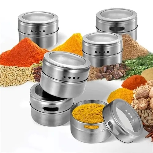 Magnetic Spice Rack Set - 12 Pieces Magnetic Spice Tins with Labeling Stickers