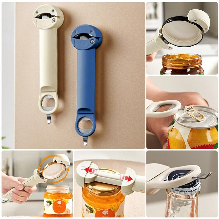 Retractable Bottle Opener - Adjustable Lid Multifunctional Retractable Can Opener