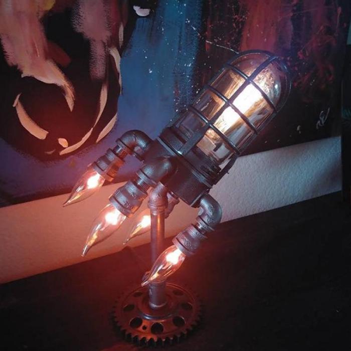 Steampunk Rocket Ship Lamp