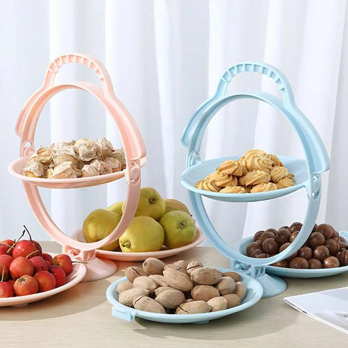 Foldable Fruit Plate - Creative Fruit Tray Dessert Display Rack Folding