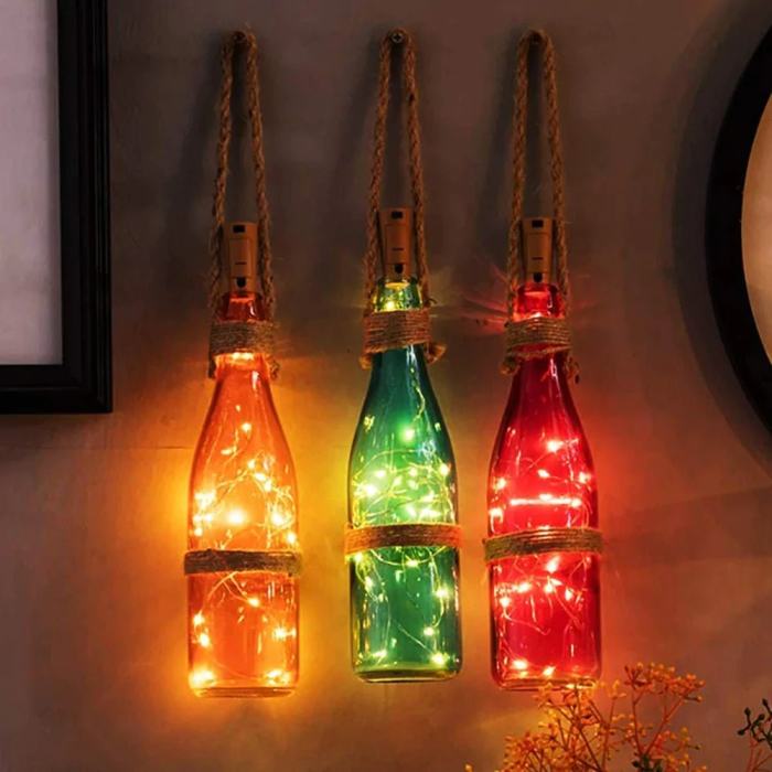 LED Wine Bottle Lights with Cork, Battery Operated Mini Fairy String Lights for Home Decor, Christmas, Wedding