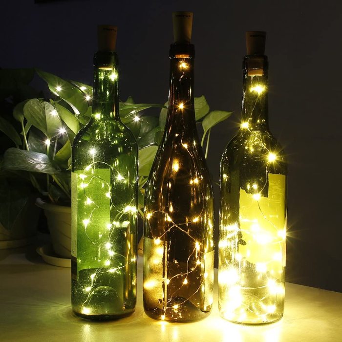 LED Wine Bottle Lights with Cork, Battery Operated Mini Fairy String Lights for Home Decor, Christmas, Wedding