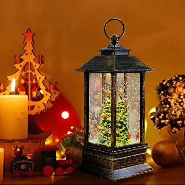 Holiday Lantern - Christmas Snow Globe Vintage Lantern Suitable for Party, Wedding, Indoor, Outdoor and Patio