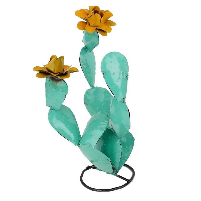 Rustic Metal Cactus Sculpture – Antique-Inspired Yard & Garden Décor for Indoor/Outdoor Charm