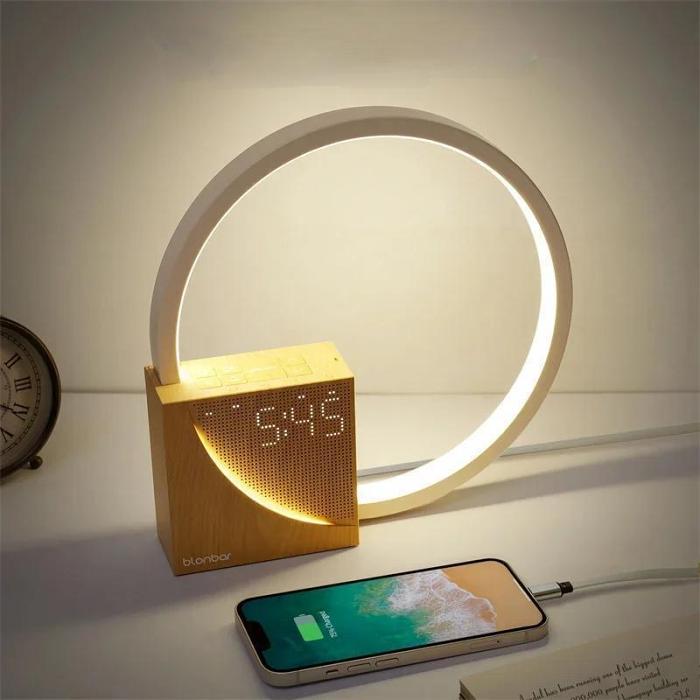 Touch Control Bedside Lamp – Night Light with Natural Sounds and Alarm Clock, Featuring 3 Levels of Brightness