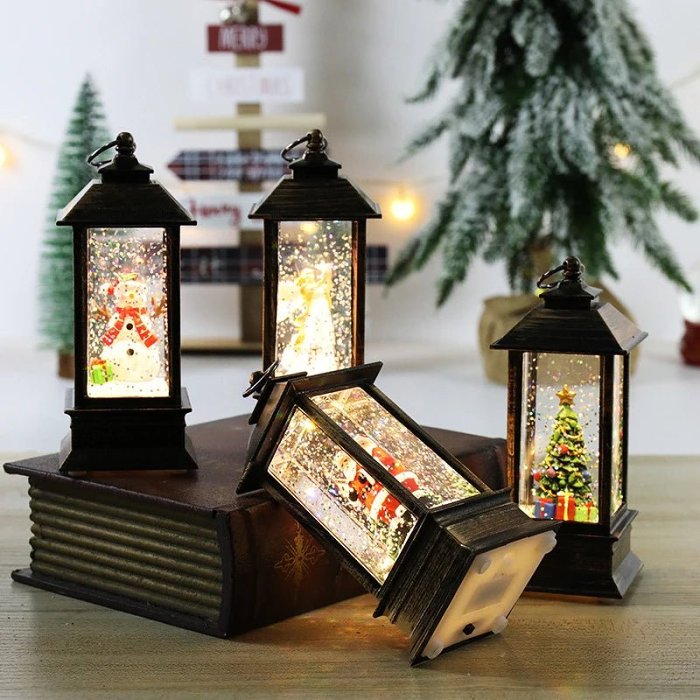 Holiday Lantern - Christmas Snow Globe Vintage Lantern Suitable for Party, Wedding, Indoor, Outdoor and Patio