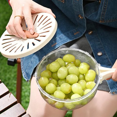 Fruit Drain Basket with Lid – Foldable Vegetable Washing Bowl & Colander for Effortless Kitchen Cleaning and Storage