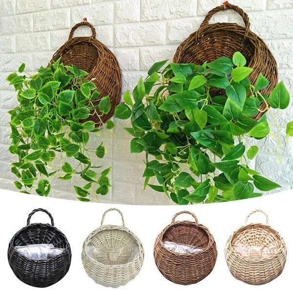 Handmade Woven Hanging Basket – Natural Wicker Storage Basket for Home, Garden, Wedding, and Wall Decorations.