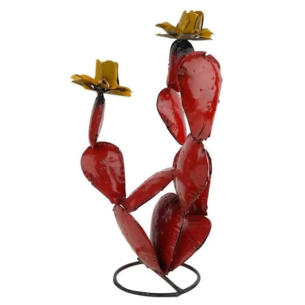 Rustic Metal Cactus Sculpture – Antique-Inspired Yard & Garden Décor for Indoor/Outdoor Charm