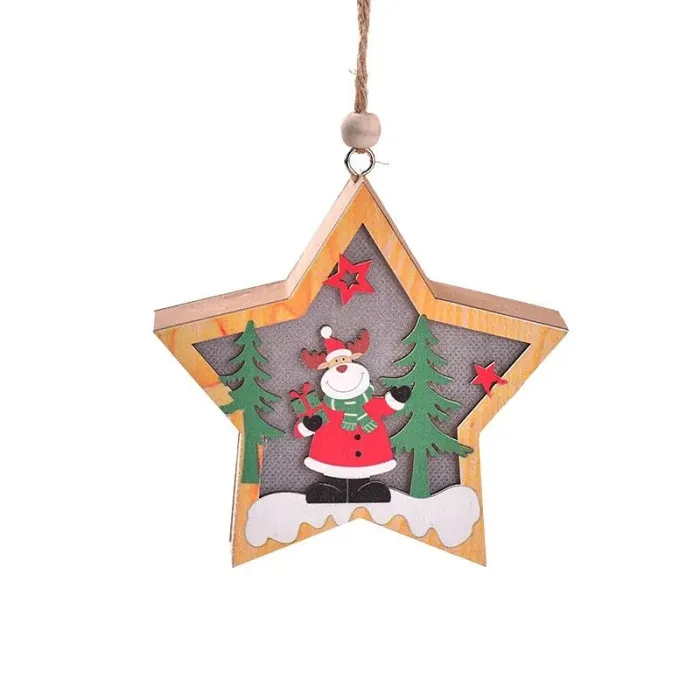 LED Wooden Christmas Ornaments – Festive Christmas Tree Decorations, Perfect for Holiday DIY Gifts & New Year Decor