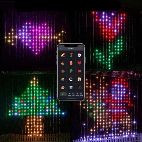 DIY Smart Curtain Lights - LED Curtain String Light, Lamp APP Remote Control Display