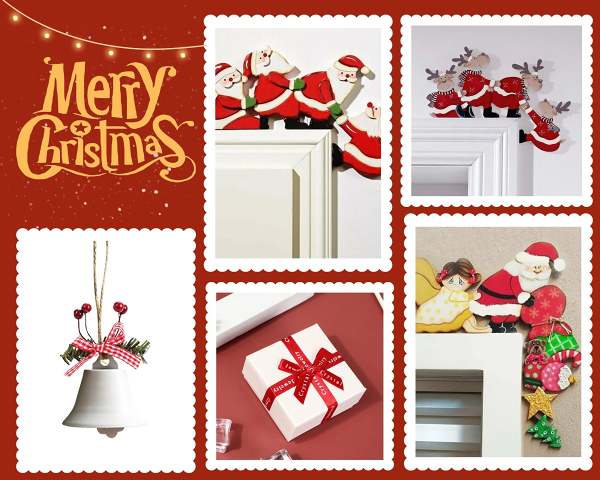 Wooden Santa & Reindeer Door Frame Décor – Festive Ornament for Christmas Cheer & Perfect New Year Gifts