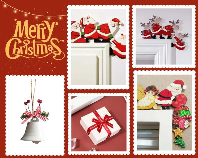 Wooden Santa & Reindeer Door Frame Décor – Festive Ornament for Christmas Cheer & Perfect New Year Gifts