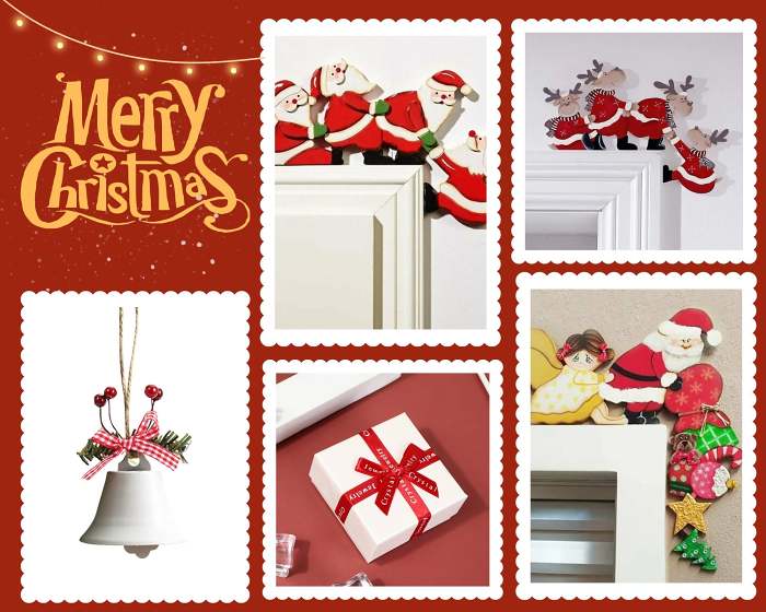 Wooden Santa & Reindeer Door Frame Décor – Festive Ornament for Christmas Cheer & Perfect New Year Gifts