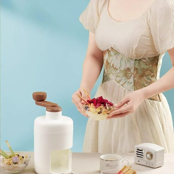 Portable Ice Shaver - Hand-Shaved Ice Machine for Household Use