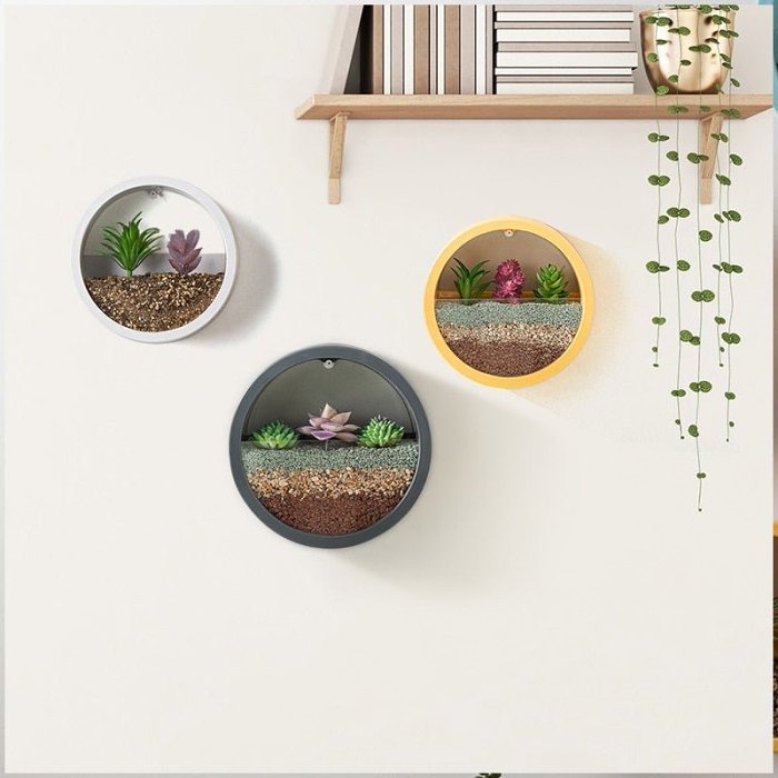 Round Wall Mounted Vase - Hanging Flowerpot Fish Tank Home Living Room Decoration