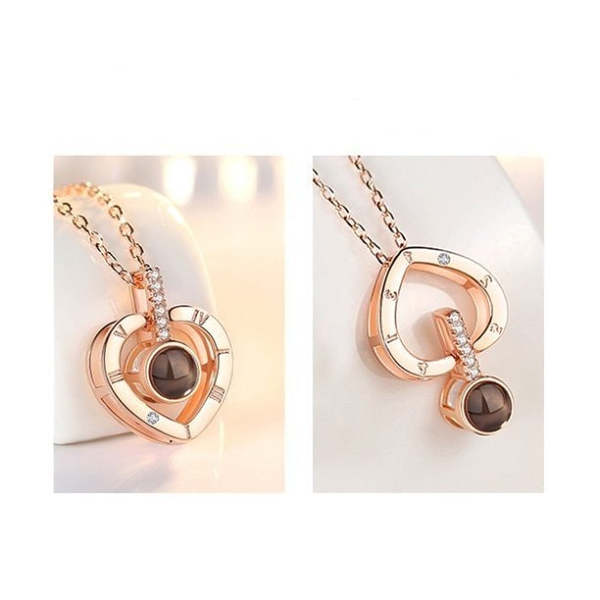 I Love You In 100 Languages Necklace - Micro Engraving Light Projection Love Pendant