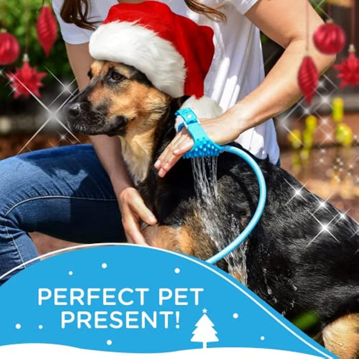 Dog Bath Brush Sprayer and Scrubber Tool - 2 in 1 Pet Grooming Supplies, Dog Wash with Hose and Shower Attachment