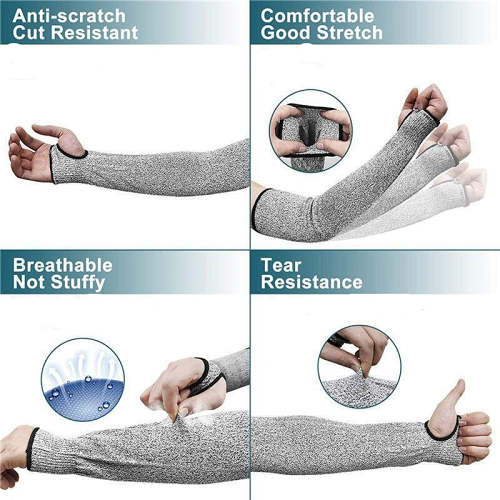 Protective Arm Sleeve - Level 5 Protection Cut Resistant Sleeves with Thumb Hole