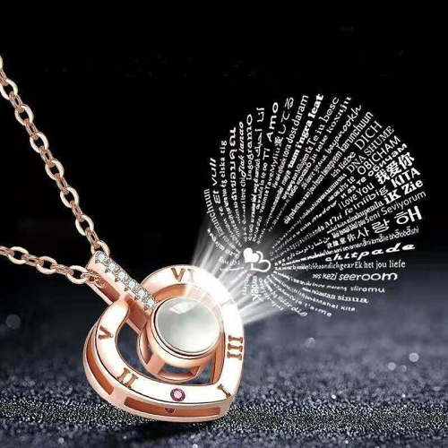 I Love You In 100 Languages Necklace - Micro Engraving Light Projection Love Pendant
