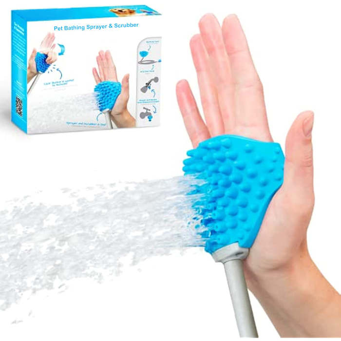 Dog Bath Brush Sprayer and Scrubber Tool - 2 in 1 Pet Grooming Supplies, Dog Wash with Hose and Shower Attachment