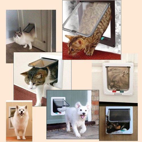 Security Lock Flap Door - 4 Way Cat Flap Door for Interior Exterior Door, Window and Wall