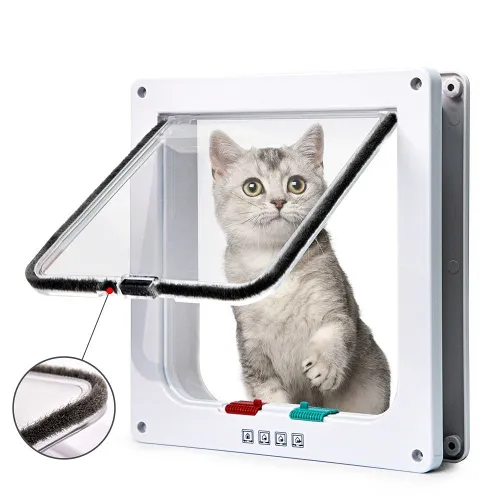 Security Lock Flap Door - 4 Way Cat Flap Door for Interior Exterior Door, Window and Wall