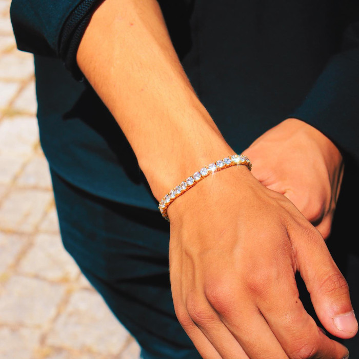 Personalized Crystal Diamond Zircon Tennis Bracelet Genuine Silver Gold Plated- Exquisite Wedding Jewelry