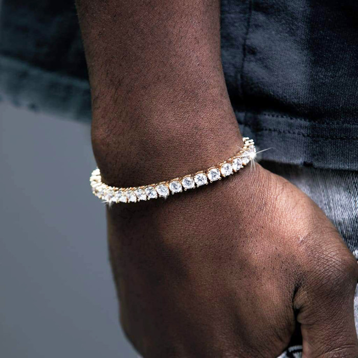Personalized Crystal Diamond Zircon Tennis Bracelet Genuine Silver Gold Plated- Exquisite Wedding Jewelry