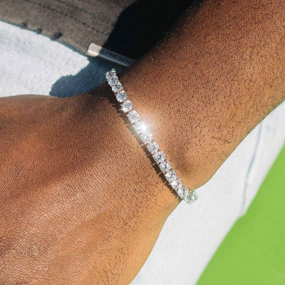 Personalized Crystal Diamond Zircon Tennis Bracelet Genuine Silver Gold Plated- Exquisite Wedding Jewelry