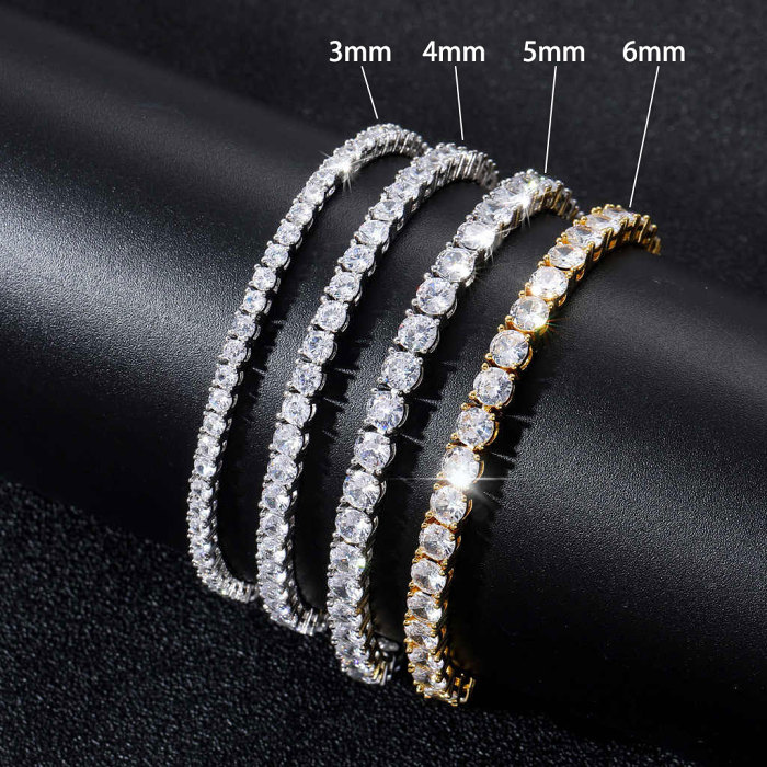 Personalized Crystal Diamond Zircon Tennis Bracelet Genuine Silver Gold Plated- Exquisite Wedding Jewelry