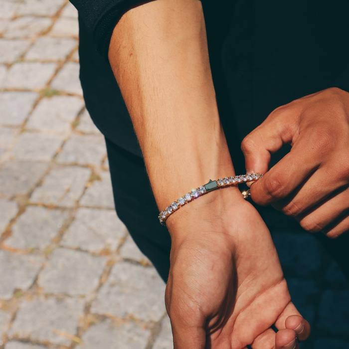 Personalized Crystal Diamond Zircon Tennis Bracelet Genuine Silver Gold Plated- Exquisite Wedding Jewelry