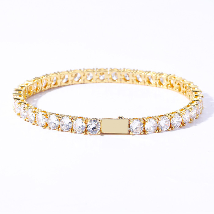 Personalized Crystal Diamond Zircon Tennis Bracelet Genuine Silver Gold Plated- Exquisite Wedding Jewelry