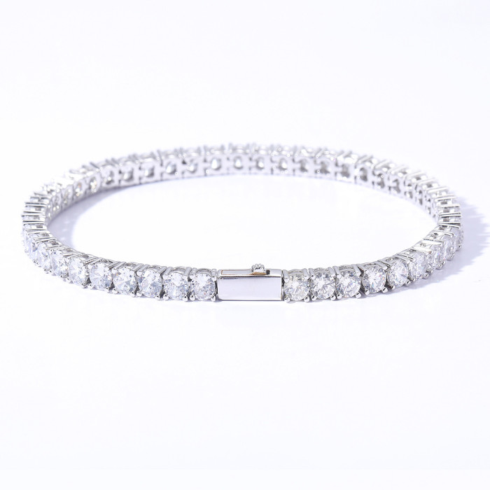 Personalized Crystal Diamond Zircon Tennis Bracelet Genuine Silver Gold Plated- Exquisite Wedding Jewelry