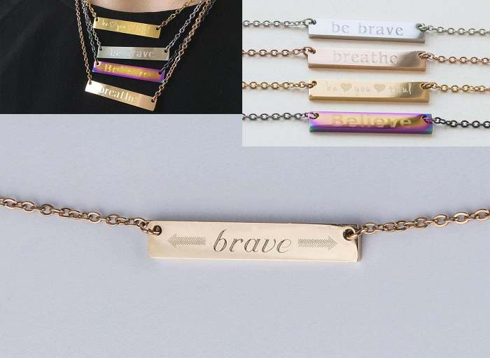 Be Brave Bar Necklace Personalized Gift